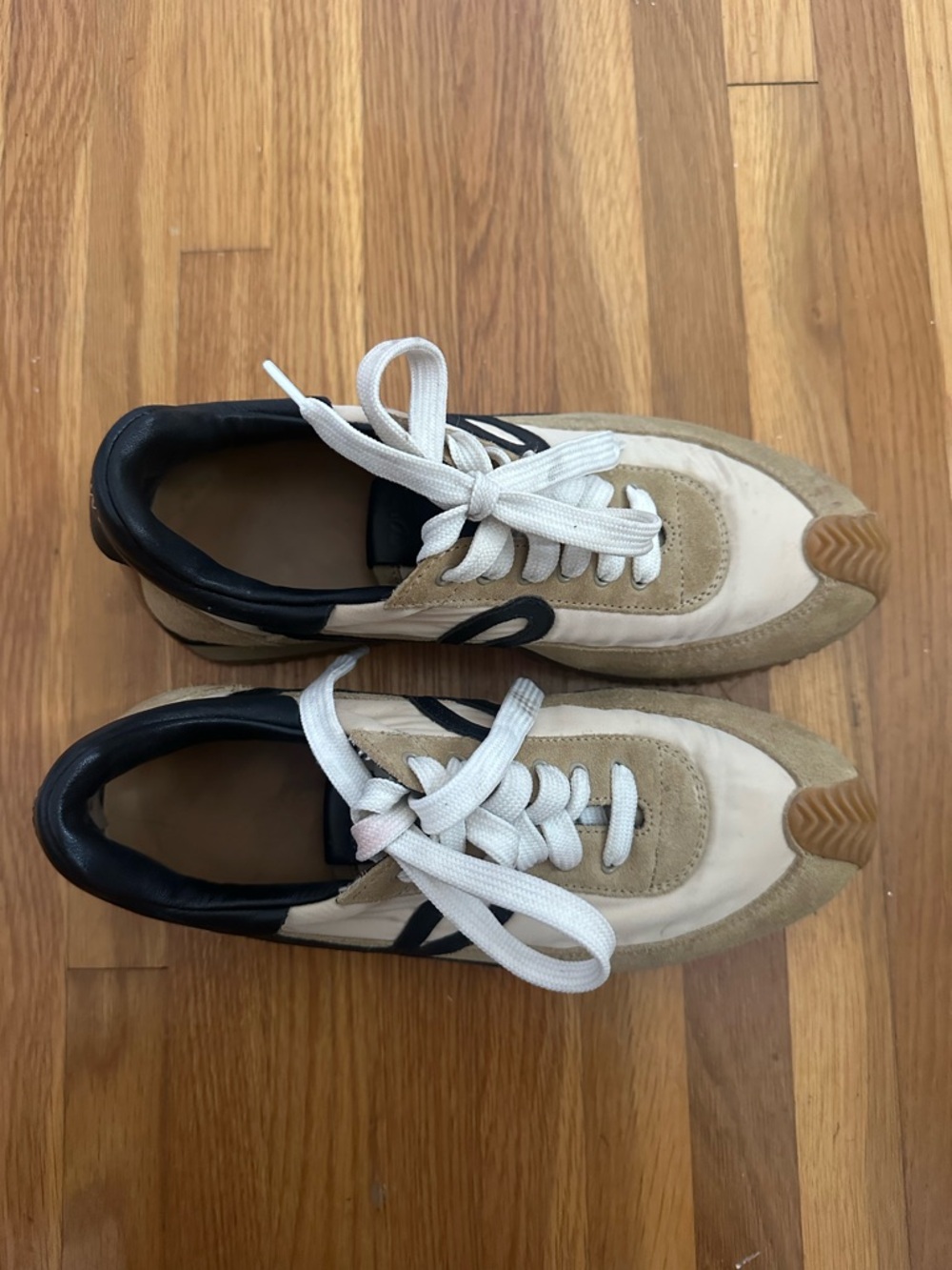 Loewe Beige Tan Black Leather-Trim Sneakers - Picture 11 of 11